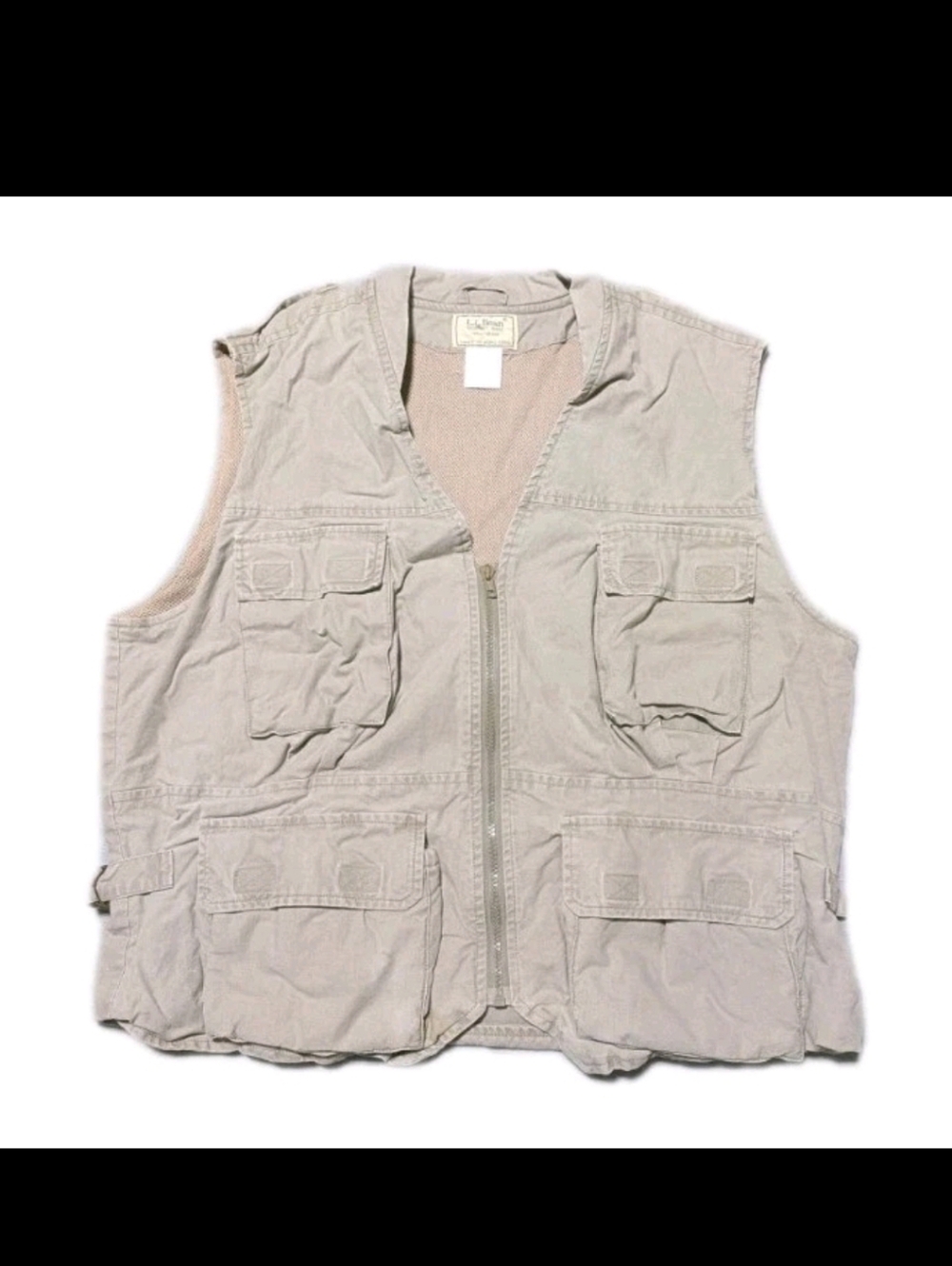 Title: Vintage L.L. Bean Fishing Vest Men's Large Khaki 80s Multi-Pocket Cotton